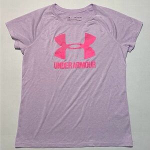 Under Armour Light Purple Girls Short Sleeve Loose Heat Gear Tee Size XL